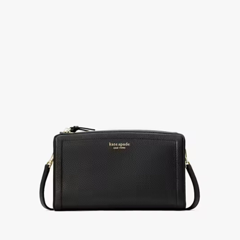 Kate Spade Black Leather Small Clutch w/Optional Strap, Crossbody Leather Bag